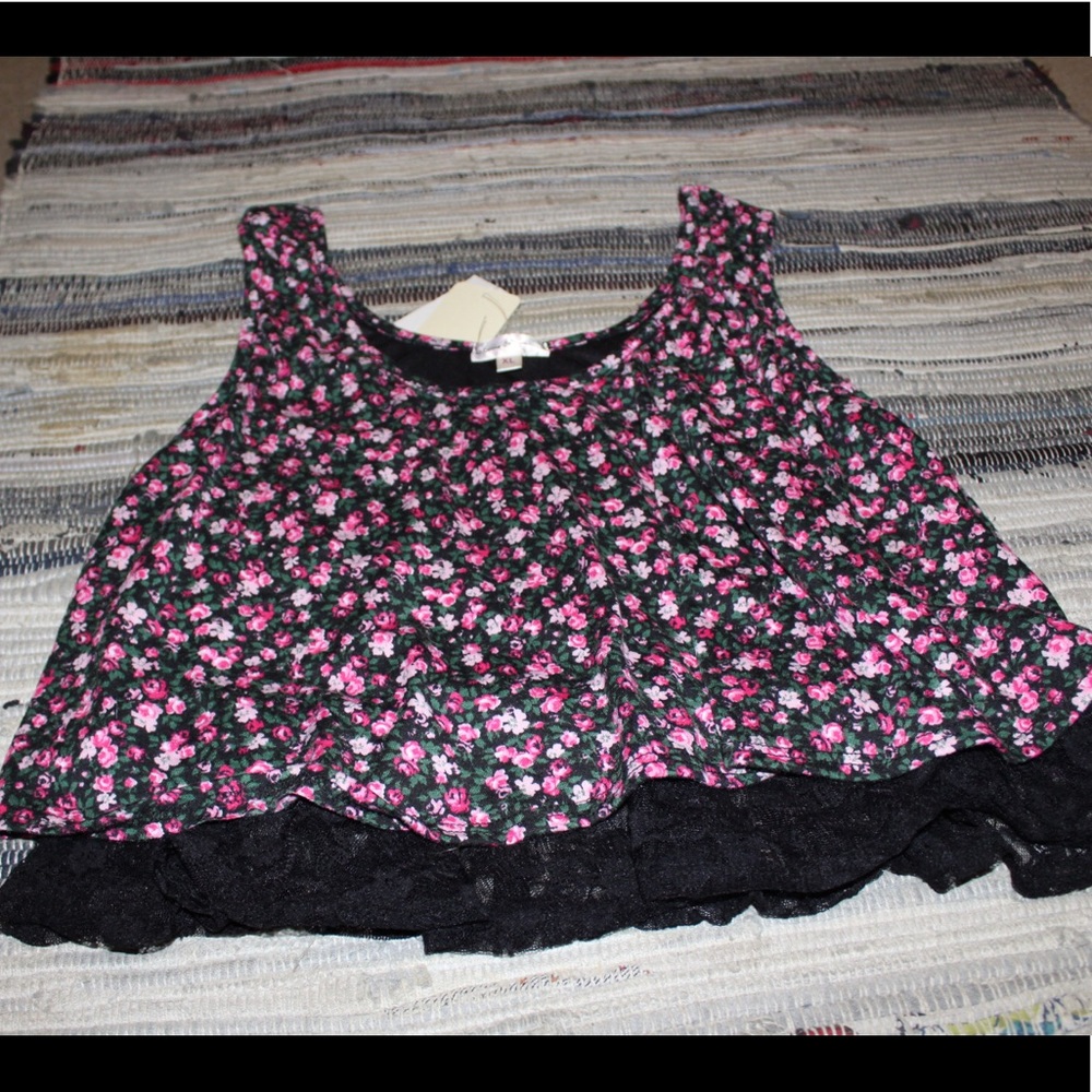 Floral Crop Top with lace underlay